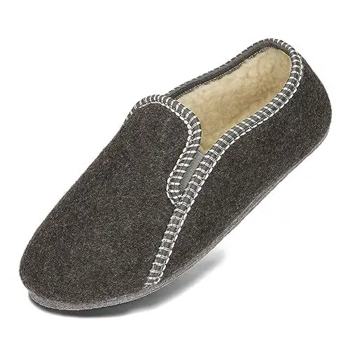 Produktbild: BeComfy Damen Herren Filzhauschuhe Gefüttert mit Schafwolle Warme Pantoffeln Unisex Filzsohle 36-46 EU (Graphit, EU Schuhgrößensystem, Erwachsene, Numerisch, M, 41)