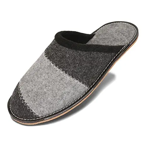 Produktbild: BeComfy Herren Filzpantoffeln Hausschuhe Pantoffel Filz Gummisohle Sehr Leicht Grau Schwarz 40 41 42 43 44 45 46 EU (Anthrazit, EU Schuhgrößensystem, Erwachsene, Numerisch, M, 44)