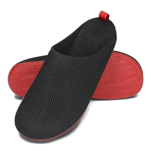 Produktbild: BeComfy Herren Hausschuhe aus luftigem Netzmaterial mit Flexible Gummisohle Leichte Herrenpantoffeln 39-47 EU/Schwarz, 44