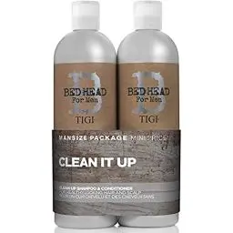 Produktbild: Bed Head for Men by TIGI | Clean Up Tiefreinigungsshampoo und Conditioner Set | Feuchtigkeitsspendende und glättende tägliche Haarpflege für gesundes Haar und Kopfhaut | Für normales Haar | 2 x 750 ml