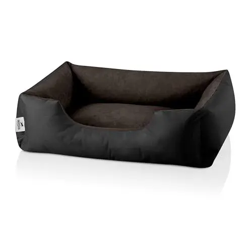 Produktbild: BedDog Hundebett LUPI, Hundekissen mit Abziehbaren Waschbaren Bezug, Hundekorb, Hundesofa, für Kleine Hunde, S, schwarz-braun