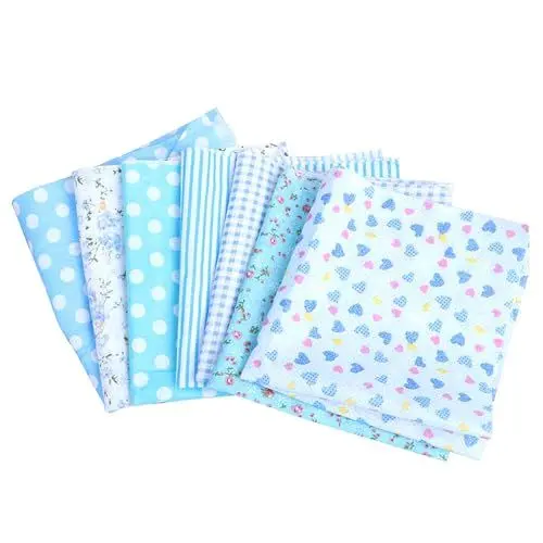 Produktbild: Bedrucktes Baumwollstoff-Set zum Nähen, Quilten, Basteln, Blau, für Handarbeitsprojekte