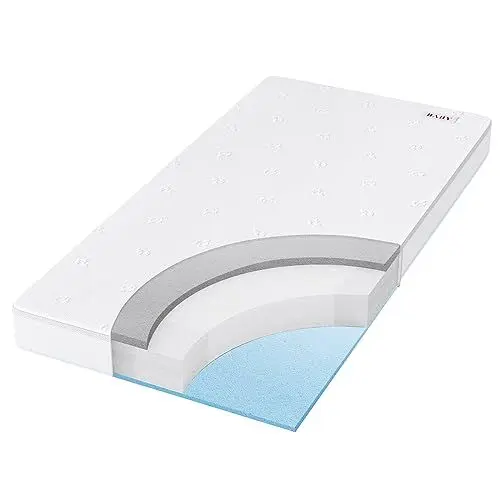 Produktbild: BedStory Baby Matratze 70x140, 12cm Höhe Zwei Härtegrade Schaumstoff Kindermatratze mit abnehmbarem und waschbarem Bezug, OEKO-TEX STANDARD 100 zertifiziert, Bequeme Matratze für Kinderbett & Babybett