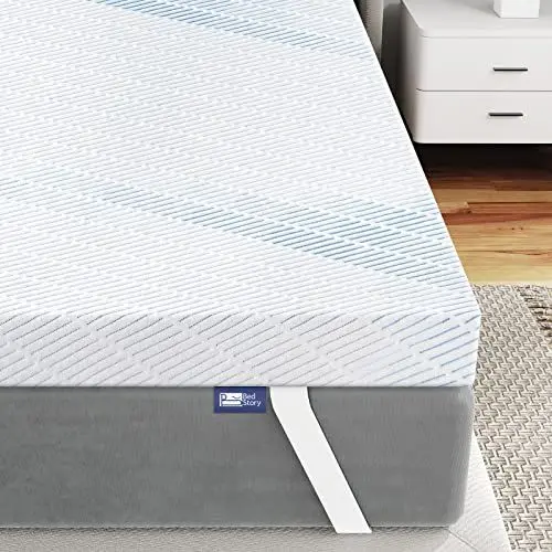 Produktbild: BedStory Gel Topper 90x200cm 7,6cm Höhe Matratzentopper aus Gel Memory Foam，H2&H3 Gel Schaum Bambus Topper mit atmungsaktivem Bezug für Wohnwagen Schlafsofa Boxspringbett Weiß
