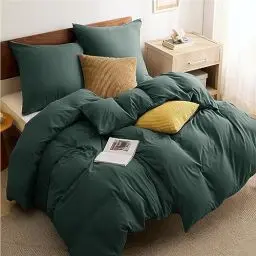 Produktbild: BEDSURE Bettwäsche 135x200 4teilig Waldgrün - 2 Bettbezüge 135x200 cm + 2 Kissenbezüge 80X80 cm, ÖKO-TEX Bettwäsche-Sets Grün Polyester Mikrofaser mit Reißverschluss