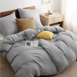 Produktbild: BEDSURE Bettwäsche 135x200 4teilig Grau - Bettwäsche Grau 2 Bettbezüge 135x200 cm + 2 Kissenbezüge 80X80 cm, ÖKO-TEX Bettwäsche-Sets Polyester Mikrofaser mit Reißverschluss