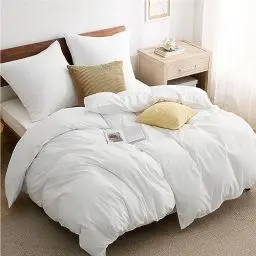 Produktbild: BEDSURE Bettwäsche 135x200 4teilig Weiß - Bettwäsche Weiß 2 Bettbezüge 135x200 cm + 2 Kissenbezüge 80X80 cm, ÖKO-TEX Bettwäsche-Sets Polyester Mikrofaser mit Reißverschluss