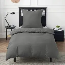 Produktbild: BEDSURE Bettwäsche 135x200 Baumwolle Grau - Bettwäsche-Sets 135 x 200 cm Bettbezug 2teilig mit Kissenbezug 80x80 cm, Oeko-TEX Bettwäsche Anthrazit mit Reißverschluss