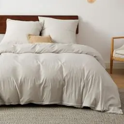 Produktbild: BEDSURE Bettwäsche 200x200 mit Spannbettlaken 4teilig Natur - Weiche Vorgewaschene ÖKO-TEX Polyester Mikrofaser Bettwäsche-Set, 1 Bettbezug 200x200 cm, 1 Spannbettlaken, 2 Kissenbezüge 80x80 cm