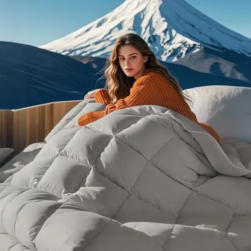 Produktbild: BEDSURE Daunendecke 135x200 Winter Bettdecke- Federbettdecke Öko-Tex Zertifikat, Warm Winterdecke 90% Daunen und 10% Federn 880 gr. Füllung, Daunen Steppdecke Weiß Grau