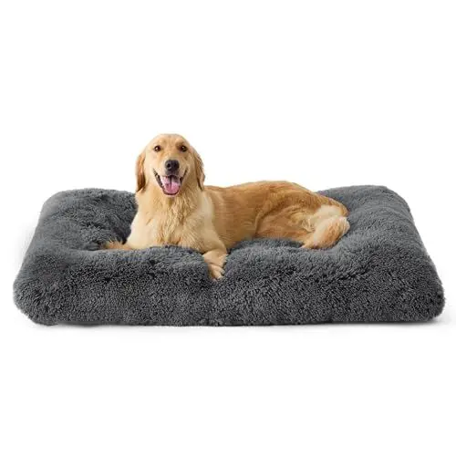 Produktbild: BEDSURE Flauschiges Hundebett Grosse Hunde - 104x74x8 cm Hundebett waschbar für große Hunde, rutschfeste Unterseite, plüsch Hundekissen Grosse Hunde, Dunkelgrau
