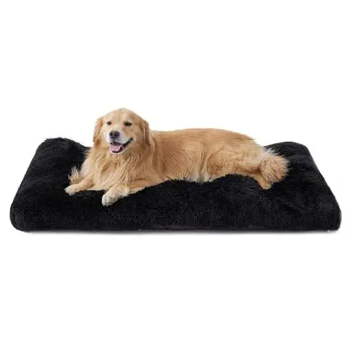 Produktbild: BEDSURE Flauschiges Hundebett Grosse Hunde - 121x76x8 cm Hundebett waschbar für große Hunde, rutschfeste Unterseite, plüsch Hundekissen Grosse Hunde, Schwarz