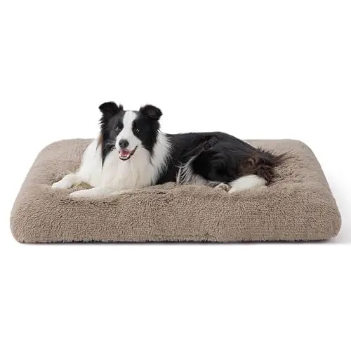 Produktbild: BEDSURE Flauschiges Hundebett Grosse Hunde - 89x58x8 cm Hundebett waschbar für große Hunde, rutschfeste Unterseite, plüsch Hundekissen Grosse Hunde, Kamel