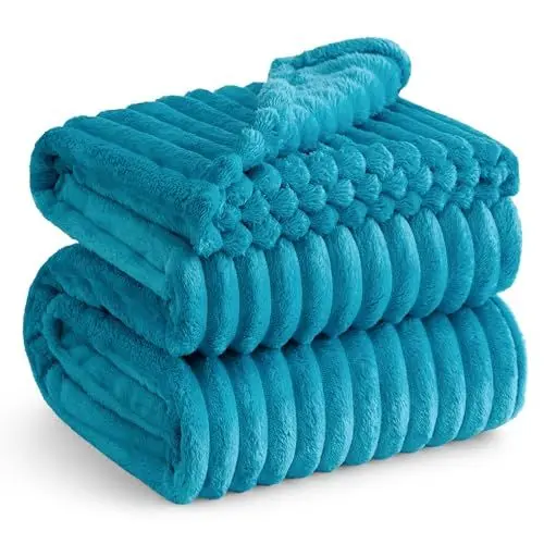 Produktbild: BEDSURE kuscheldecke 220x240 - Tagesdecke, Wolldecke & Fleecedecke, Sofadecke, Weiche Warme Grobe Korddecke für Zimmer Deko, Wohn- & Kuscheldecken, XXL Große Decke, Blaugrün, 220 x 240 cm