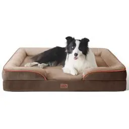 Produktbild: BEDSURE orthopädisches Hundebett Ergonomisches Hundesofa - 89x63 cm Hundecouch mit eierförmiger Kistenschaum für mittlere Hunde, waschbar rutschfest Hundebetten, braun