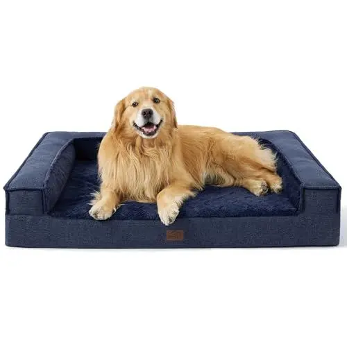 Produktbild: BEDSURE orthopädisches Hundebett große Hunde - Hundesofa mit eierförmiger Kistenschaum, kuschelig Schlafplatz in Größe 122x89x20 cm, waschbare Hundesofa, Navyblau