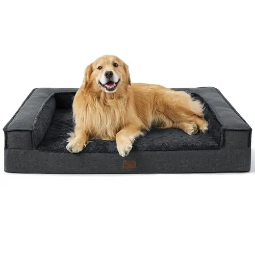 Produktbild: BEDSURE orthopädisches Hundebett große Hunde - Hundesofa mit eierförmiger Kistenschaum, kuschelig Schlafplatz in Größe 122x89x20 cm, waschbare Hundesofa, grau