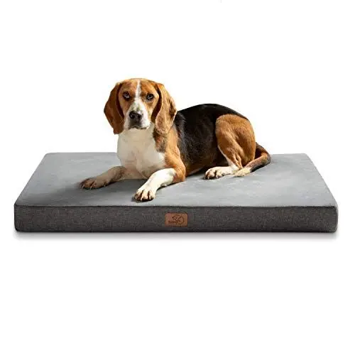 Produktbild: BEDSURE orthopädisches Hundekissen mittelgroße Hunde - 74x46x8cm waschbares Hundebett mit 2 in 1 Memoryschaum, kuscheliges Hundematte Hundematratze, dunkelgrau