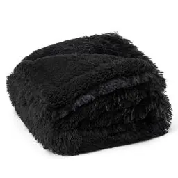 Produktbild: BEDSURE wasserdichte Hundedecke für mittelgroße Hunde, Langer Plüsch Hundedecke waschbar, Haustier Decke flauschig und weich, Schutzdecke Hundesofa, Katzendecke für Katzen, 80 x 100 cm, schwarz