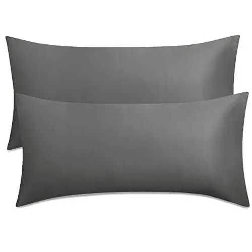 Produktbild: Bedsure Kissenbezug 40 x 80 2er Set - 100% Baumwolle Kopfkissenbezug 40x80, Kissenbezüge mit Reißverschluss, Kissenhülle - Weich Atmungsaktiv und Langlebig, Oeko-TEX Zertifiziert, Anthrazit Grau