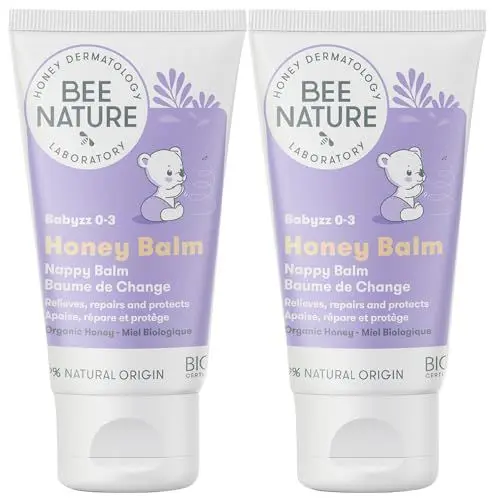 Produktbild: Bee Nature - Baby Windelcreme - Bio-Honig - Lindert Hautausschlag, Ekzeme und Rötungen - Beruhigt und Regeneriert - Windelbalsam - 2 Stück (2 x 50 ml)