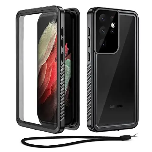 Produktbild: Beeasy Kompatibel mit Samsung Galaxy S21 Ultra Hülle, IP68 wasserdichte Outdoor Handyhülle, 360 Grad Schutzhülle mit Displayschutz, Staubdicht Sturzfest Stoßfest Bumper Cover Case, Schwarz