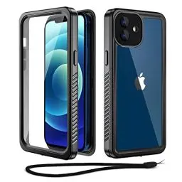 Produktbild: Beeasy Kompatibel mit iPhone 12 Hülle Wasserdicht, Outdoor Militärschutz Stoßfeste Staubdicht Schutzhülle, 360 Grad Schutz mit Displayschutz iPhone 12 Case (6,1''), Schwarz
