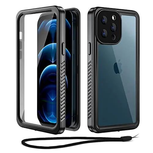 Produktbild: Beeasy Kompatibel mit iPhone 12 Pro Max Hülle Wasserdicht, Outdoor Militärschutz Stoßfeste Staubdicht Schutzhülle, 360 Grad Schutz mit Displayschutz iPhone 12 Pro Max Case (6,7''), Schwarz