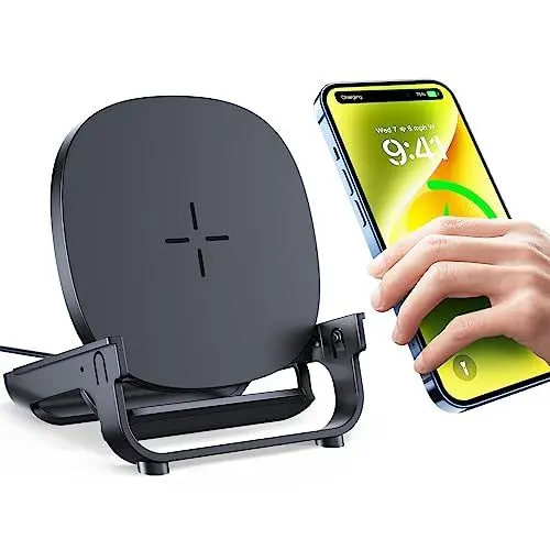 Produktbild: Beeasy Wireless Charger Stand - 15W Induktive Ladestation Kabelloses Ladegerät Handy Ständer für iPhone 15 14 13 12 Pro Mini Max XR XS Samsung S23 S22 S21 S20 AirPods Pro/3/2 Galaxy Buds
