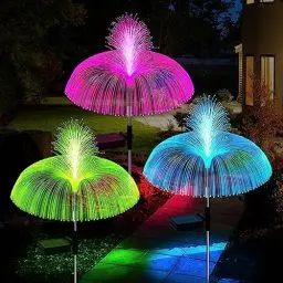 Produktbild: Beedove Solarlampen Garten, 3 Stück Solarlampen für Außen mit 7 Farben, Wasserdichte IP65 Quallen Solar Gartenstecker für Außen, LED-Beleuchtung für Garten, Balkon