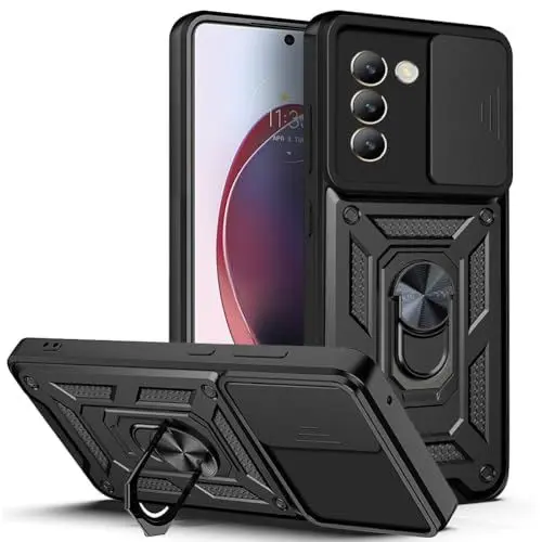 Produktbild: BEEJTUNY Handyhülle für VIVO V40 SE 5G, Hülle Stoßfeste Bumper mit Objektiv Cover, Schutzhülle mit 360°Ringständer. Cover Case mit Magnetisch Ring. Schwarz