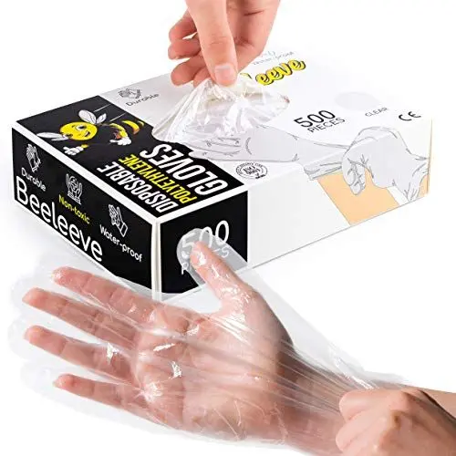 Produktbild: Beeleeve (3x500-Box Einweghandschuhe - Farbvarianten - Einweghandschuhe für den sicheren Umgang mit Lebensmitteln, Zubereitung, Küche, Kochen, wasserdicht, lose, (g - Klar)