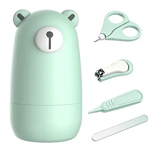 Produktbild: Beelimta Babypflege Set Bab Nagelpflege Set mit Nagelschere Nagelknipser Nagelpfeile und Pinzette Baby Maniküre und Pediküre-Set für Babys und Kinder Geschenk für Neugeborene süßes Bär-Etui