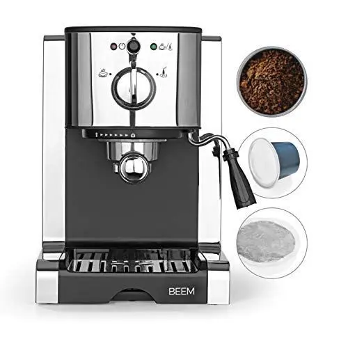 Produktbild: BEEM ESPRESSO PERFECT SIEBTRÄGERMASCHINE | 20 bar Druck, Crema-Perfektion & vielseitige Zubereitung mit Kapseln, Pads oder Pulver | Für Ihr Barista-Erlebnis in der eigenen Küche Zuhause