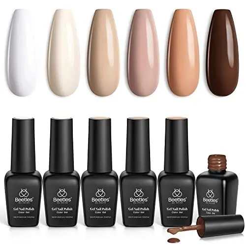 Produktbild: Beetles UV Gel Nagellack Set - 6 Farben Schnelltrocknend DIY Gel Polish Nail Nageldesign Kit LED Lampe Trocken für Frauen Anfänger Nail Art 7.5ml