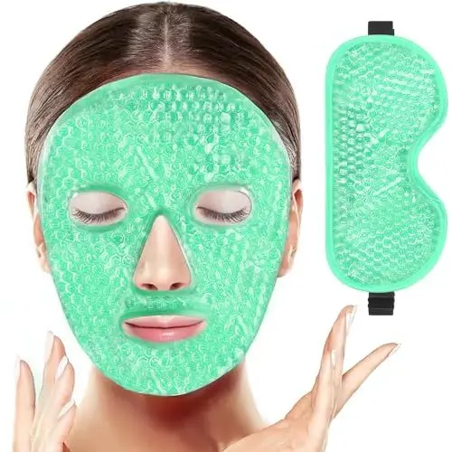 Produktbild: BeeVines Gel-Augenmaske, kühlende Eis-Masken für geschwollene Augen für Männer & Frauen, kalte & warme Kompresse für Post-Chirurgie, Schwellungen, Nebenhöhlen & Migräne (03 Green Face & Eye)