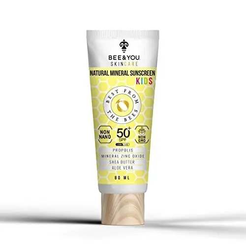 Produktbild: BEE&YOU Kinder&Baby natürliche Sonnencreme 50 SPF, natürlichste Sonnenschutz Formel, mineralische Zinkoxid, Sheabutter, Aloe Vera, für Pflege, mineralische Sonnen&Gesichtscreme, Schutz vor UV Strahlen