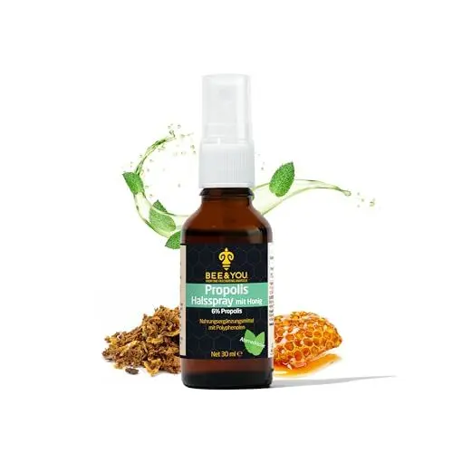 Produktbild: Bee&You Propolis Halsspray mit Honig (6%) 30 ml (Wohltuende Zusammenmischung, Fairer Handel, Natürliche & kontrollierte Zutaten)