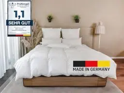Produktbild: BEFA NATUR Made in Germany Daunendecke 135x200 cm aus 90% Daunen und 10% Federn, Ganzjahresdecke, Allergiker geeignet (Nomite), Öko-Tex 100 Klasse 1 Zertifiziert, EN Standart 12934, Downpass