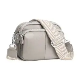 Produktbild: befen Echtes Leder Handtasche Damen Umhängetasche, Kleine Tasche Damen Handtasche Damen Klein mit Breitem Gurt Umhängetasche Damen Grau für Einkaufen Muttertag