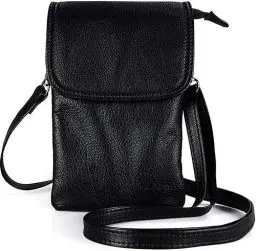 Produktbild: befen Echtleder Handytasche zum Unhängen Damen, Moderne Handytasche Kleine Umhängetasche Damen Genuine Leather Crossbody Bag, Handytasche zum Umhängen Schwarz Leder für Mädchen Frauen