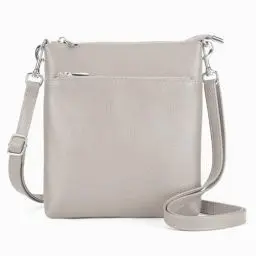 Produktbild: befen Echtleder Umhängetasche Damen Mittelgroß, Handtasche Damen Leder mit Handyfach, Klein Crossbody Bag Handytasche zum Umhängen mit Verstellbar Abnehmbar Schultergurt, Grau