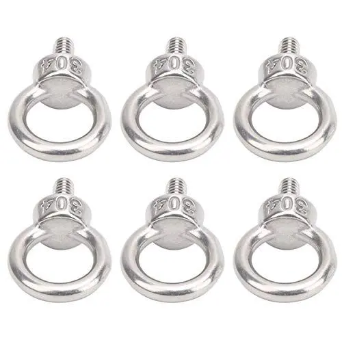Produktbild: Befestigungselement, 10 Stück M6 Ringschrauben mit Hebeösen, Silberweiße Schraubenbolzen, 304 Edelstahl-Befestigungszubehörteile, 12 Mm / 0,47 Zoll, Holzschrauben