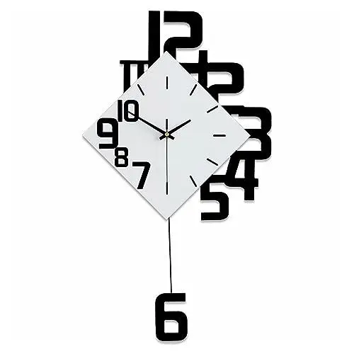 Produktbild: Beflourish Wanduhr Groß Ohne Tickgeräusche Modern Holz Wohnzimmer Kinderzimmer Küchenuhr (35x67cm)