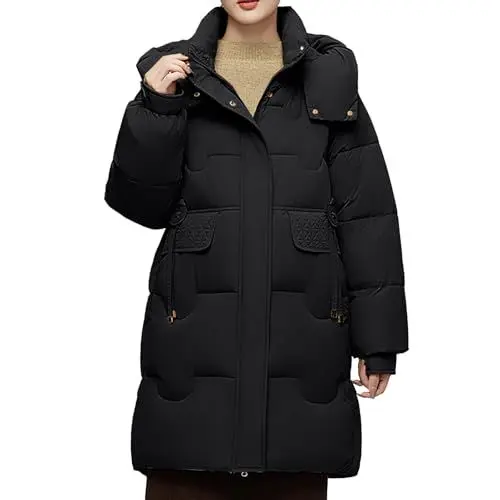 Produktbild: befristetes angebot wintermantel damen schwarz winterjacke damen grosse grössen damen herbstmantel damen jacke herbst winter fleecejacke damen lang softshell mantel schwarze winterjacke damen