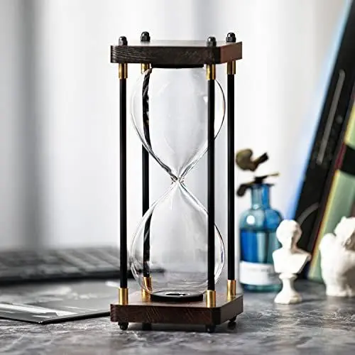 Produktbild: Befüllbare Sanduhr, Schwarzer Holzrahmen Dekorativer Sanduhr (Leere Sanduhr, Große Größe)