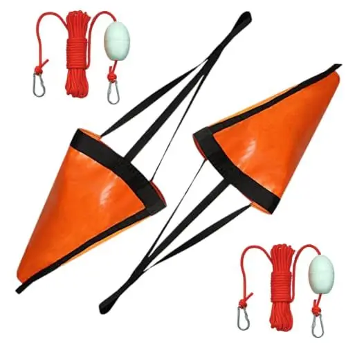 Produktbild: BeGrit Treibanker Boot Driftanker 24Zoll Driftsack zum Bootsangeln Drift Sack für Langsame Schleppgeschwindigkeit mit 10 m Schleppseil Bojenball für Yacht Pontonboot Marineboot Jetski Segelboot
