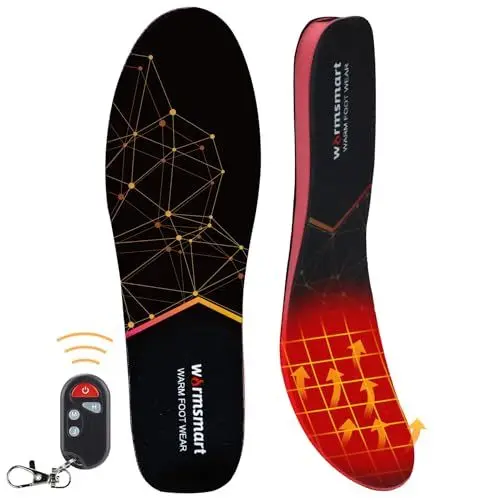 Produktbild: Beheizbare Einlegesohlen,Wiederaufladbare beheizbare Thermosohle Kabelloser Fußwärmer Mit Fernbedienung,Fußwärmer Winter Wärmesohlen für Wandern,Camping,Klettern (Schwarz, L)
