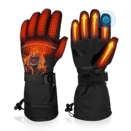 Produktbild: Beheizbare Handschuhe, 5V 6000mAh Elektrische USB Wiederaufladbare Beheizte Handschuhe für Damen Herren, 3 Heizstufen wasserdichte Touchscreen Handschuhe für Wintersport - Motorrad, Skifahren