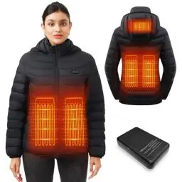Produktbild: Beheizbare Jacke Herren Damen, Winter Elektrische Herren Beheizte Jacke USB Lade Heizmantel Mit 5V 10000 mAh Akku, Warme Heizjacke für Outdoor Motorrad Wandern Skifahren Camping